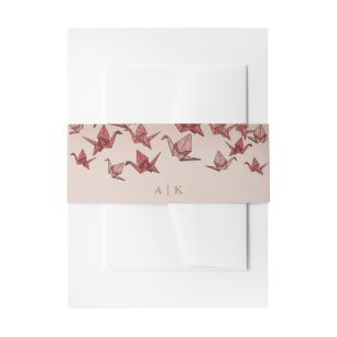Elegant Origami Paper Crane Red Invitation Belly Band