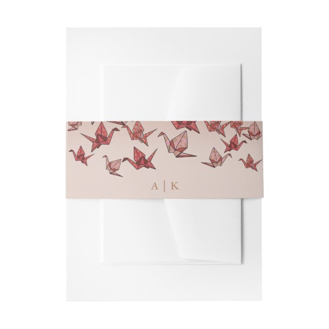 Elegant Origami Paper Crane Red Invitation Belly Band (Front Example)