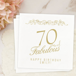 Elegant Ornament 70 and Fabulous 70th Birthday Napkin