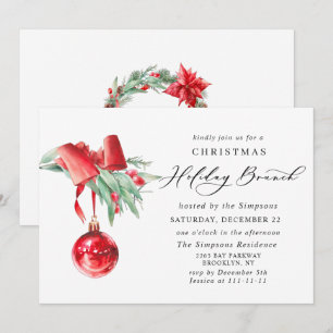 Elegant Ornament CHRISTMAS HOLIDAY BRUNCH Invitation