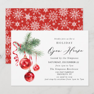 Elegant Ornament CHRISTMAS HOLIDAY OPEN HOUSE Invitation