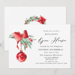 Elegant Ornament CHRISTMAS HOLIDAY OPEN HOUSE Invitation