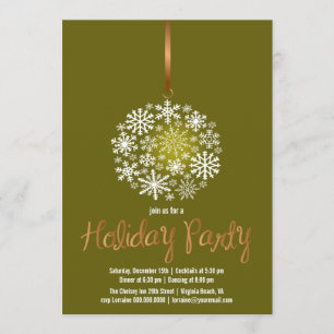 Elegant Ornament Christmas Party Invite-dark olive Invitation