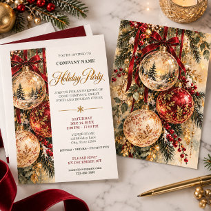 Elegant Ornament Employee Company Holiday Party Invitation