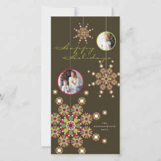 Elegant Ornament Stars Happy Holidays Photo Holiday Card
