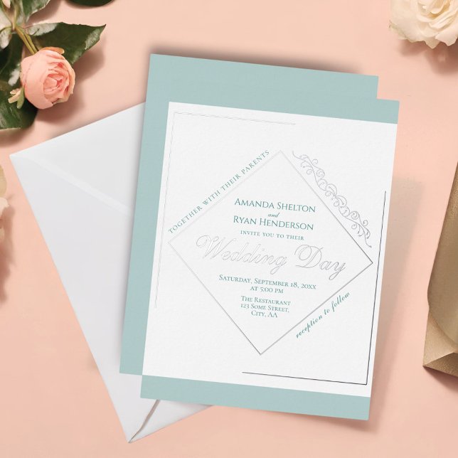 Elegant Ornament Turquoise Silver Frame Wedding  (Creator Uploaded)