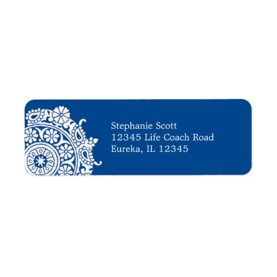 Elegant Ornament White/Royal Blue Avery Label Return Address Label