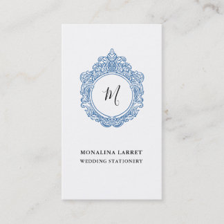 Elegant Ornamental Crest Frame Monogram Business Card