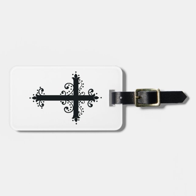 Elegant Ornamental Cross Sacred Heritage Fine Art Luggage Tag (Front Horizontal)