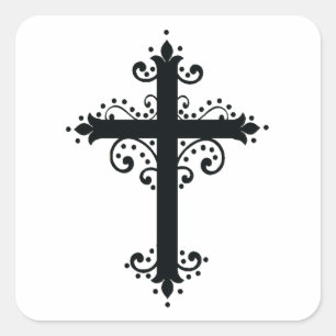 Elegant Ornamental Cross Sacred Heritage Fine Art Square Sticker