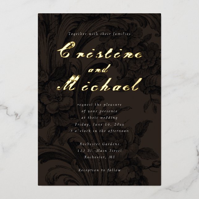 Elegant ornamental flowers gold wedding (Front)