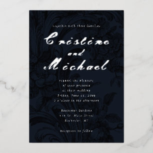 Elegant ornamental flowers silver wedding foil