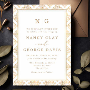 Elegant Ornamental Frame Monogram Wedding Invitation