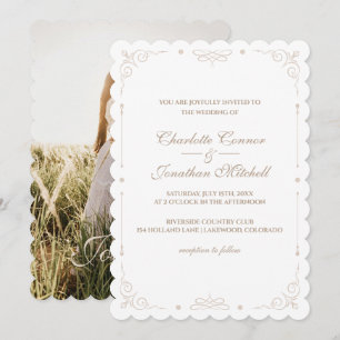 Elegant Ornamental Frame Photo Wedding  Invitation