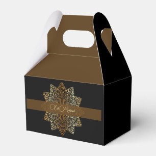 Elegant Ornamental Gold and Black Eid Mubarak Favour Box