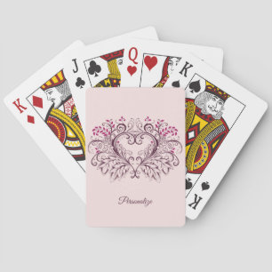 Elegant Ornamental Heart Design Personalised Playing Cards