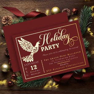 Elegant Ornamental Peace Dove Holiday Party Gold