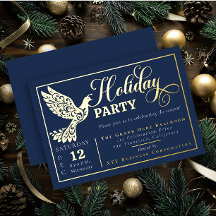 Elegant Ornamental Peace Dove Holiday Party Gold