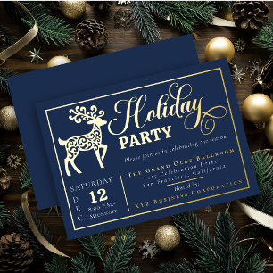 Elegant Ornamental Reindeer Holiday Party Gold