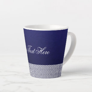 Elegant ornamental vector blue white hand written latte mug