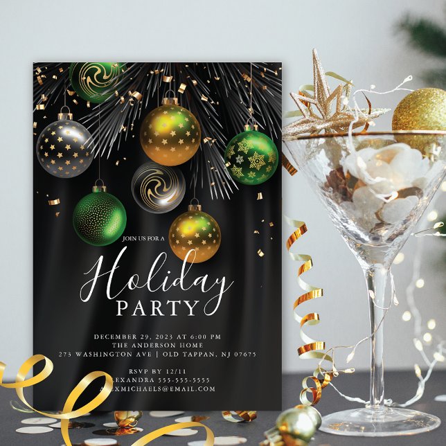 Elegant Ornaments Christmas Party Invitation (Creator Uploaded)