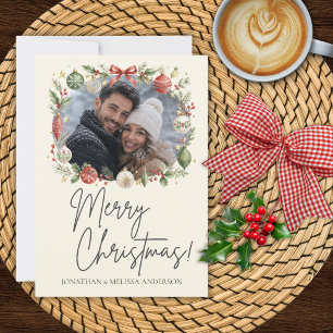 Elegant Ornaments Custom Photo Christmas Card