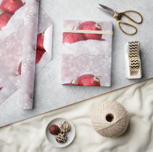 Elegant Ornaments in the Snow Christmas Holiday Wrapping Paper
