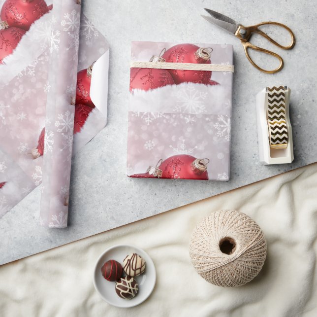 Elegant Ornaments in the Snow Christmas Holiday Wrapping Paper (Crafts)