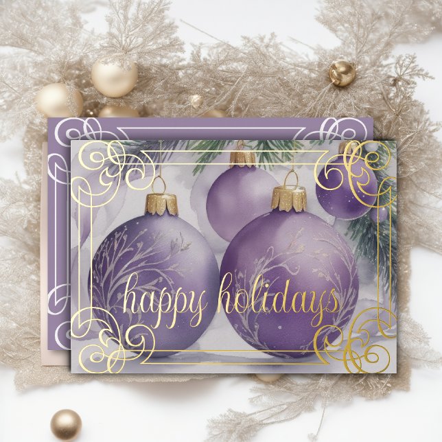 Elegant Ornaments Lavender Foil Holiday Card (Creator Uploaded)