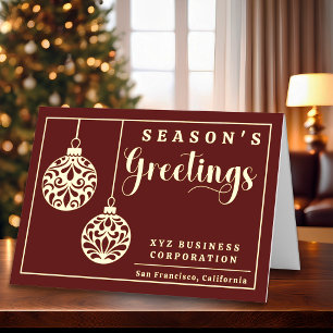 Elegant Ornaments Season's Greetings Business Foil Holiday Card