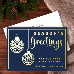 Elegant Ornaments Season's Greetings Business Foil Holiday Card