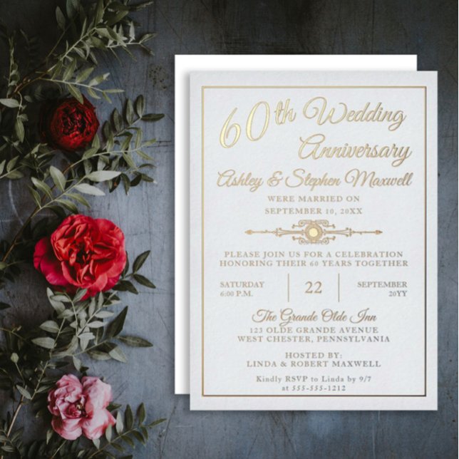 Elegant Ornate 60th Wedding Anniversary Party Foil (Creator Uploaded)