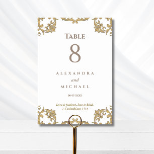 Elegant Ornate Baroque Christian Wedding Table Number
