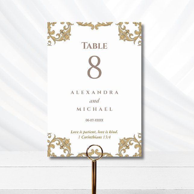 Elegant Ornate Baroque Christian Wedding  Table Number (Creator Uploaded)