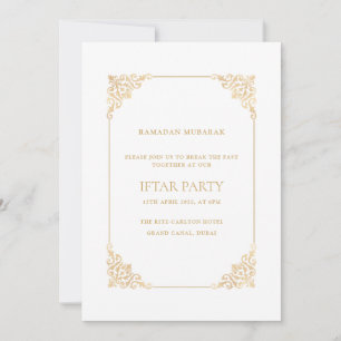 Elegant Ornate Baroque Gold Script Iftar Party Invitation