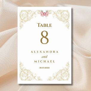 Elegant Ornate Baroque Wedding Table Number