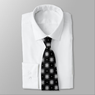 Elegant Ornate Black and White Pattern Tie