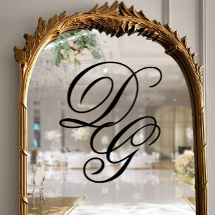 Elegant Ornate Black Script Monogram Wedding Window Cling