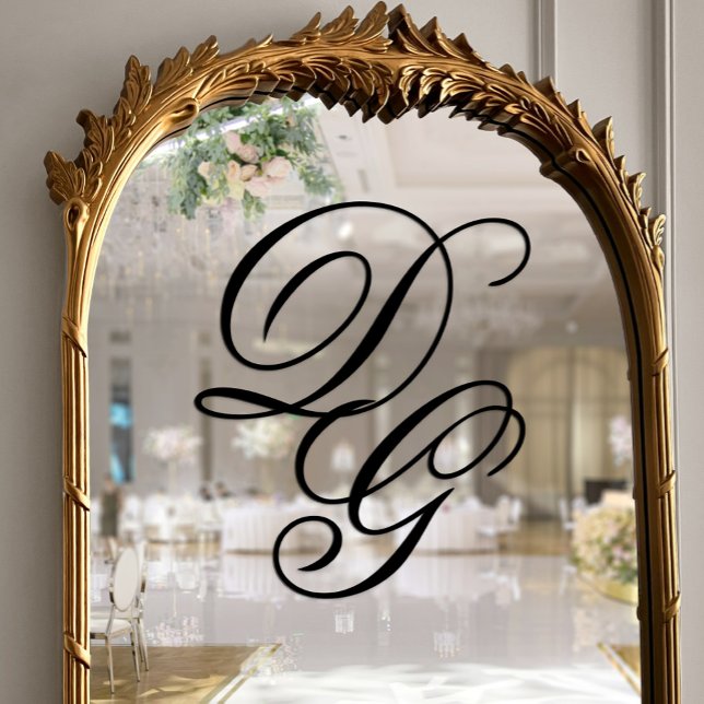 Elegant Ornate Black Script Monogram Wedding Window Cling (Elegant Ornate Black Script Monogram Wedding Window Cling)