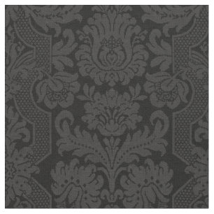 Elegant Ornate Black Victorian Damask  Fabric