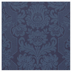 Elegant Ornate Blue Victorian Damask Fabric