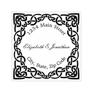Elegant Ornate Celtic Knot Border Return Address Self-inking Stamp