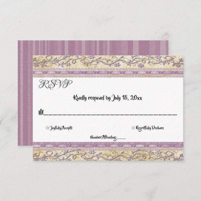 Elegant Ornate Classy Script Luxury Formal Wedding RSVP Card (Front/Back)