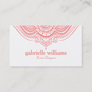 Elegant Ornate Coral Geometric Design Business Card