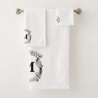 Elegant Ornate Custom Monogram  Bath Towel Set