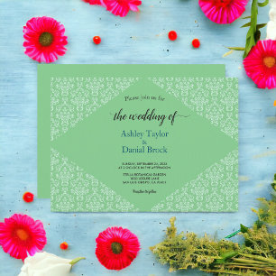 Elegant Ornate Damask Formal Art Deco Chic Wedding Invitation