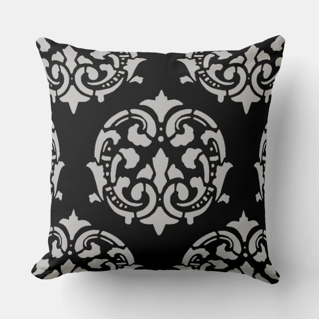 Elegant Ornate Damask Pattern Cushion (Front)