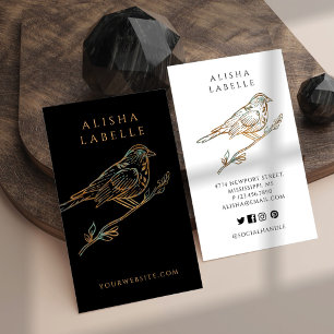 Elegant Ornate Decorative Peached Bird Logo Black Business Card