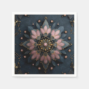 Elegant Ornate Floral Pattern with Gold Accents Napkin