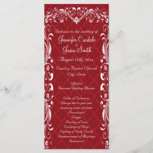 Elegant Ornate Flourish Red Wedding Programs Programme
